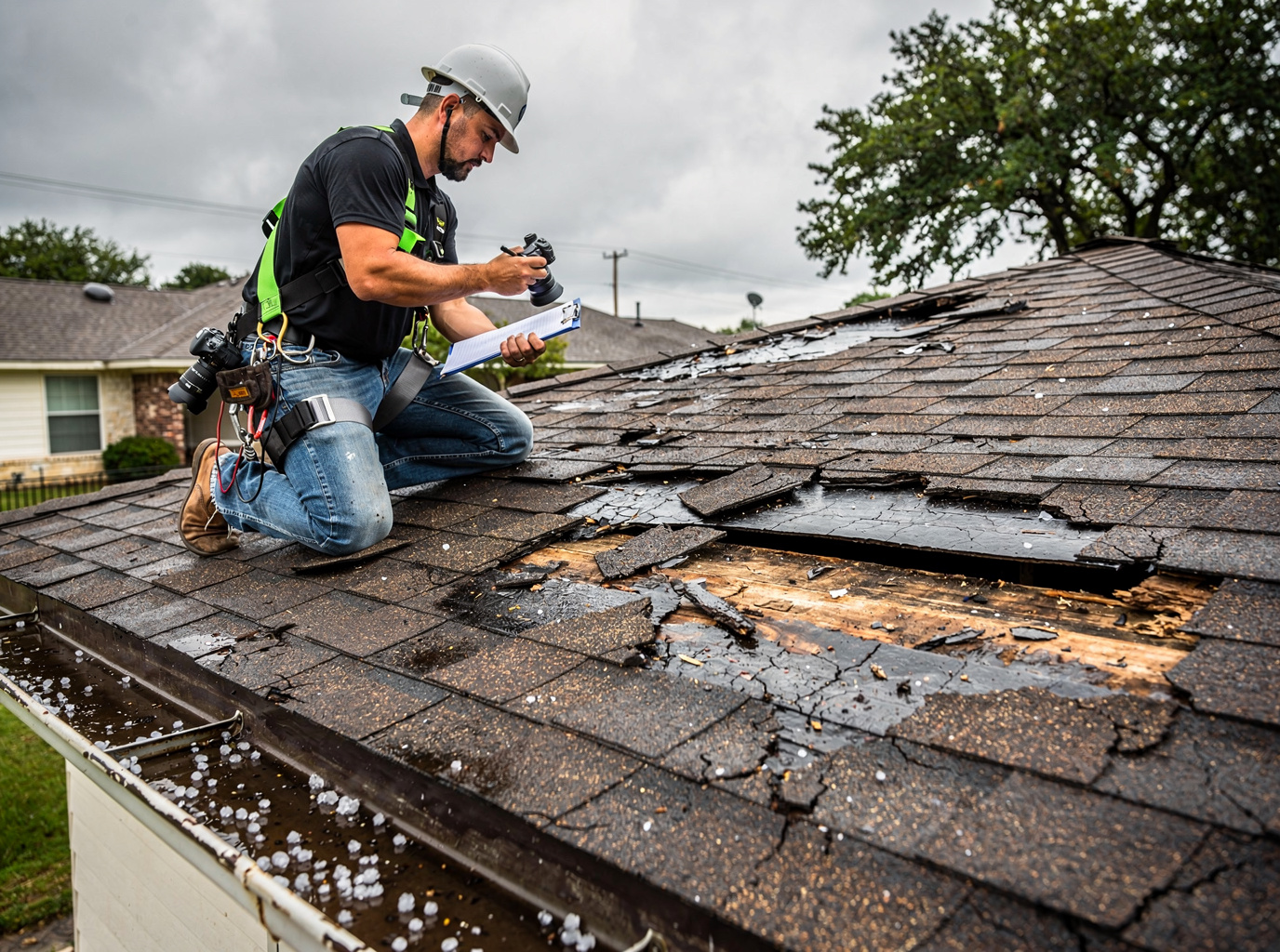 Missing Shingles After Hailstorm in San Antonio, TX